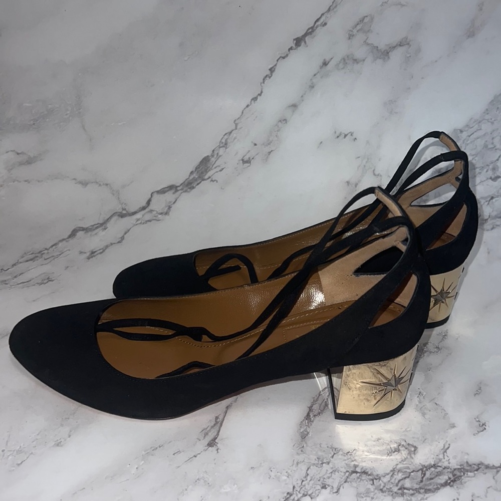 Aquazzura Trinity Stars 50 In Black Suede Pumps